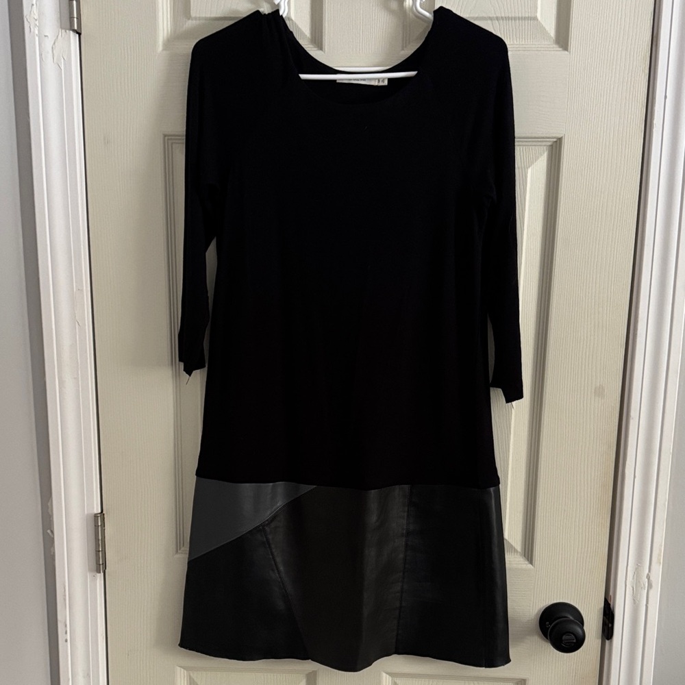 Anthropologie Black Dress Leather skirt